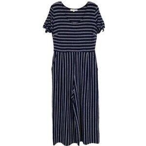 Jolt Women’s Black and White Striped Wide Leg Jumpsuit